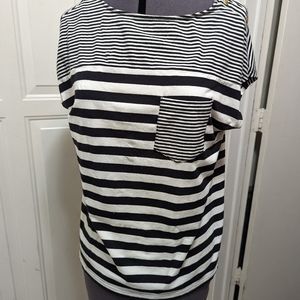 👍Women's Blouse Strips Black And White By Jones New York Signature size M